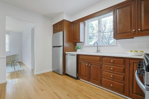 Interior, Kitchen, Stainless Steel Appliances, Wood Texture Flooring