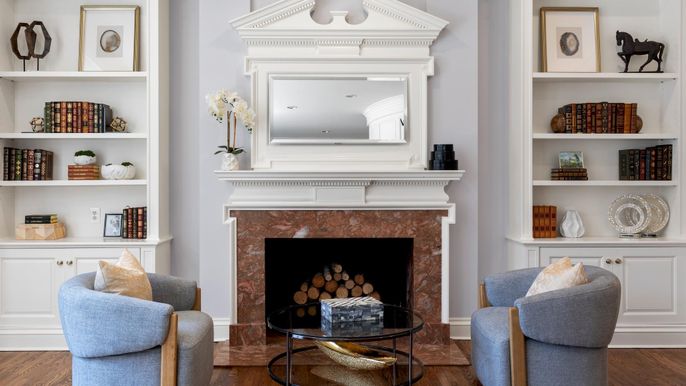 Fireplace, Interior, Wood Texture Flooring