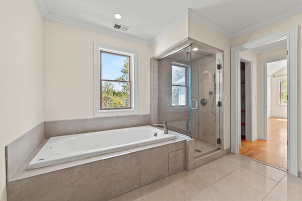 Bathroom, Glass Shower, Interior, Recessed Lighting