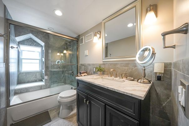 Bathroom, Glass Shower, Interior, Recessed Lighting