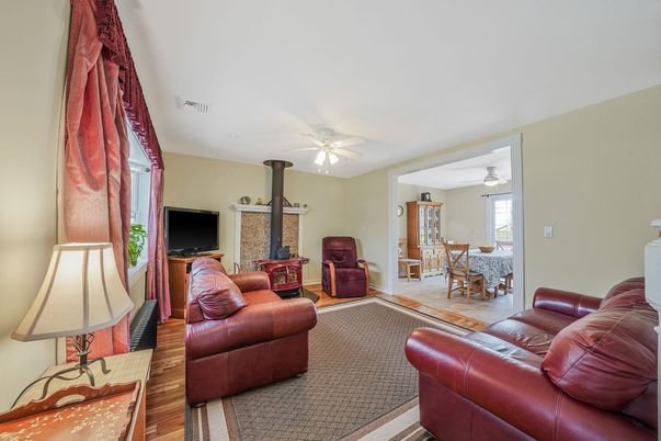 Dining room, Fireplace, Interior, Living room, Wood Texture Flooring