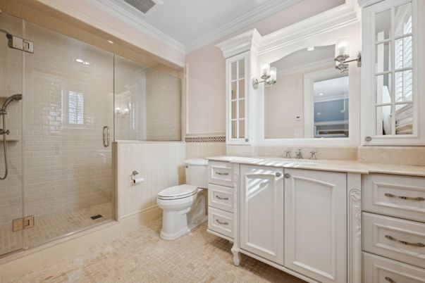Bathroom, Glass Shower, Interior, Recessed Lighting