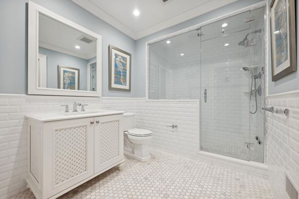 Bathroom, Glass Shower, Interior, Recessed Lighting