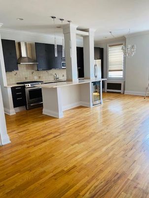 Interior, Kitchen, Pendant Lights, Stainless Steel Appliances, Wood Texture Flooring