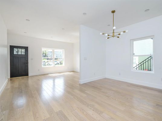 Empty room, Interior, Pendant Lights, Recessed Lighting, Wood Texture Flooring