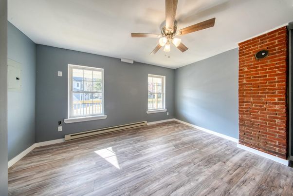 Empty room, Interior, Stone Walls, Wood Texture Flooring
