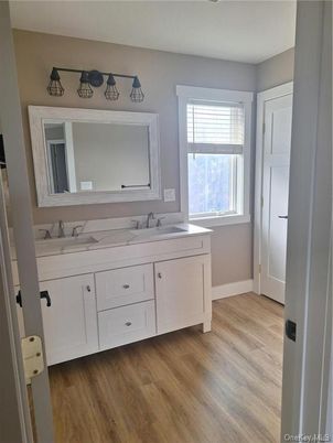 Bathroom, Dual Sink Vanities, Interior, Wood Texture Flooring
