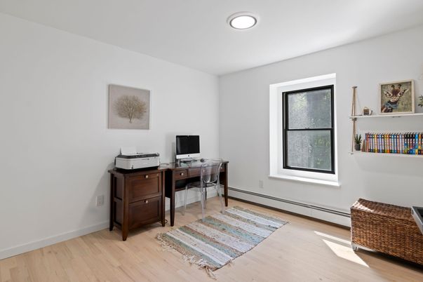 Home Office, Interior, Recessed Lighting, Wood Texture Flooring
