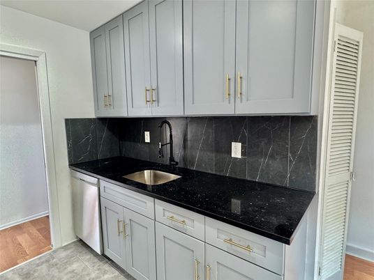 Interior, Kitchen, Marble Walls, Wood Texture Flooring