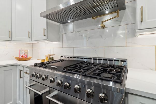Interior, Kitchen, Marble Walls, Stainless Steel Appliances