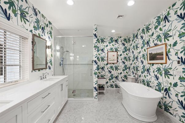 Bathroom, Dual Sink Vanities, Free Standing Baths, Glass Shower, Interior, Recessed Lighting