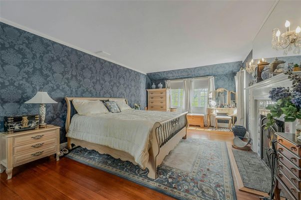 Bedroom, Chandelier, Interior, Wood Texture Flooring