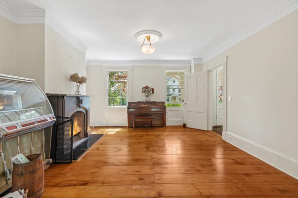 Fireplace, Interior, Piano, Wood Texture Flooring
