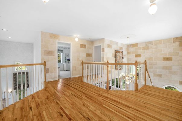 Interior, Recessed Lighting, Stone Walls, Wood Texture Flooring