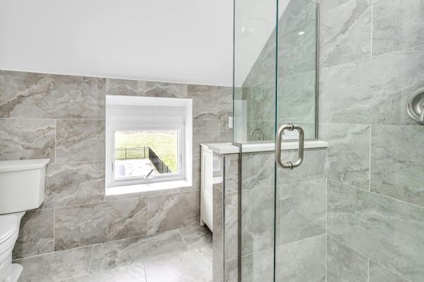 Bathroom, Glass Shower, Interior, Marble, Marble Walls