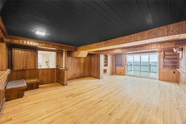 Empty room, Interior, Water, Wood Texture Flooring, Wooden Walls