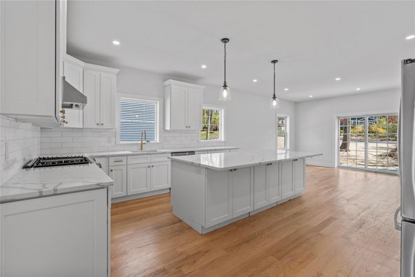 Interior, Kitchen, Pendant Lights, Recessed Lighting, Wood Texture Flooring