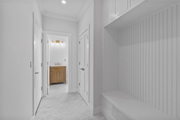 Bathroom, Interior, Marble, Recessed Lighting