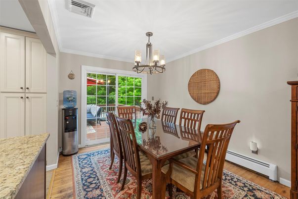 Chandelier, Dining room, Interior, Wood Texture Flooring