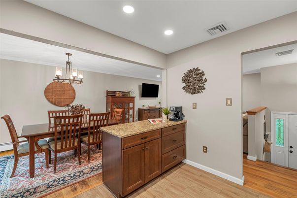 Chandelier, Dining room, Interior, Recessed Lighting, Wood Texture Flooring