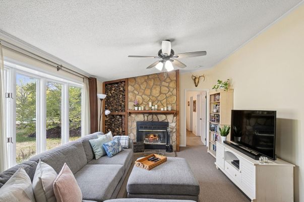 Fireplace, Interior, Living room, Stone Walls