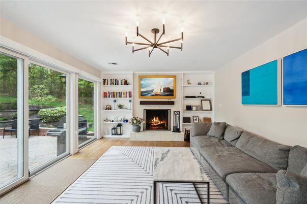 Chandelier, Fireplace, Interior, Living room, Wood Texture Flooring