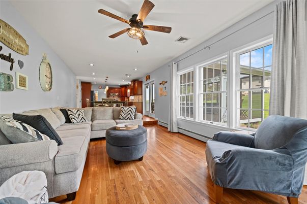 Interior, Kitchen, Living room, Recessed Lighting, Stainless Steel Appliances, Wood Texture Flooring