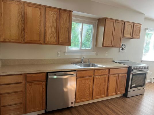 Interior, Kitchen, Stainless Steel Appliances, Wood Texture Flooring