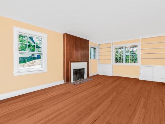 Empty room, Fireplace, Interior, Wood Texture Flooring, Wooden Walls