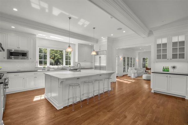Interior, Kitchen, Living room, Pendant Lights, Recessed Lighting, Stainless Steel Appliances, Wood Texture Flooring