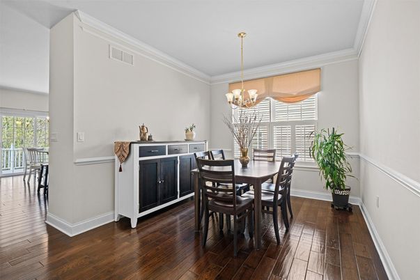 Chandelier, Dining room, Interior, Wood Texture Flooring