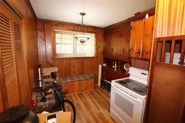 Interior, Kitchen, Pendant Lights, Wood Texture Flooring, Wooden Walls