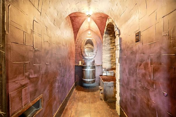 Interior, Stone Walls, Wood Texture Flooring