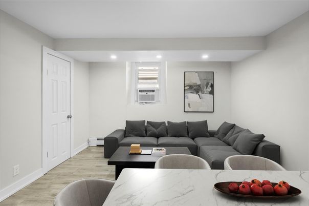 Interior, Living room, Recessed Lighting, Wood Texture Flooring