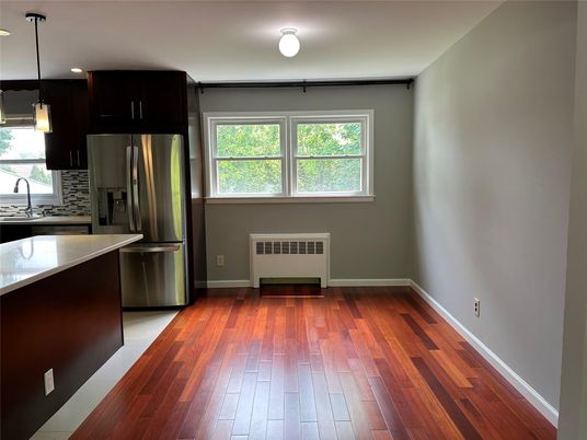 Interior, Kitchen, Pendant Lights, Stainless Steel Appliances, Wood Texture Flooring