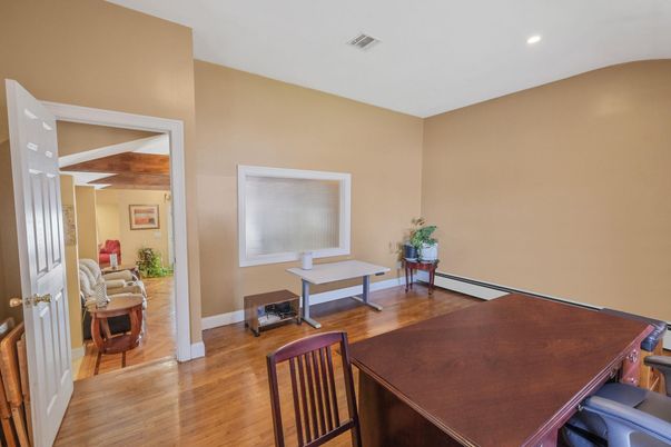 Dining room, Interior, Recessed Lighting, Wood Texture Flooring