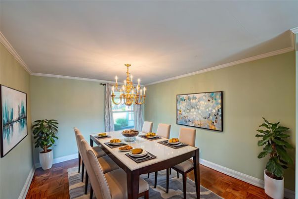 Chandelier, Dining room, Interior, Wood Texture Flooring