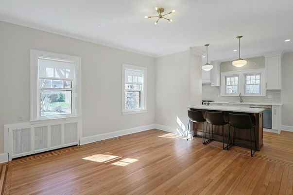 Interior, Kitchen, Pendant Lights, Recessed Lighting, Wood Texture Flooring