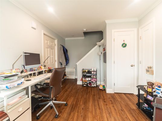 Home Office, Interior, Recessed Lighting, Wood Texture Flooring