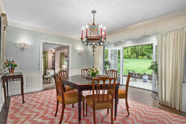 Chandelier, Dining room, Interior, Wood Texture Flooring