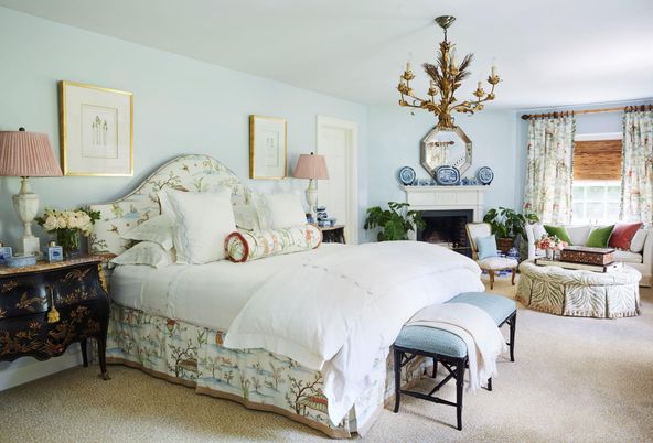 Bedroom, Chandelier, Fireplace, Interior