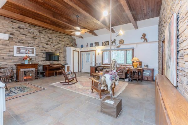 Fireplace, Interior, Living room, Stone Walls, Wooden Beams, Wooden Ceilings
