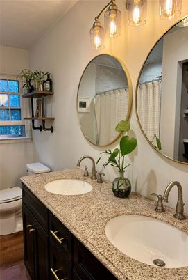 Bathroom, Dual Sink Vanities, Interior, Wood Texture Flooring