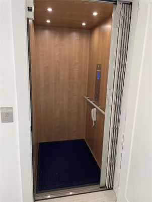 Elevator, Interior, Recessed Lighting, Wooden Walls