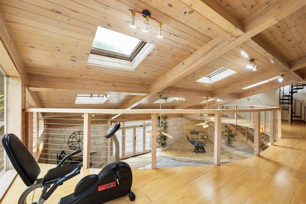 Fitness Equipment, Interior, Stone Walls, Wooden Beams, Wooden Ceilings, Wood Texture Flooring