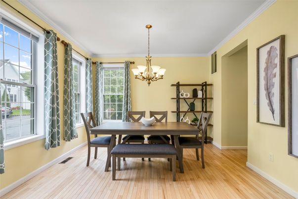 Chandelier, Dining room, Interior, Wood Texture Flooring