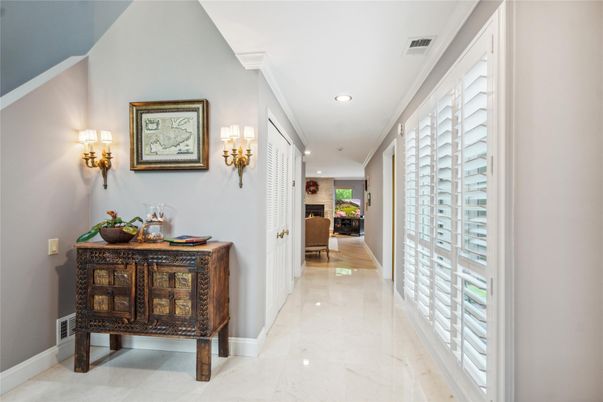Fireplace, Interior, Recessed Lighting, Stone Walls