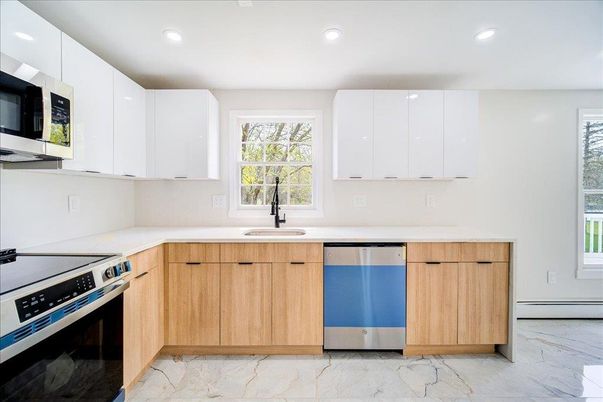 Interior, Kitchen, Marble, Recessed Lighting, Stainless Steel Appliances