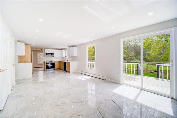 Interior, Kitchen, Marble, Recessed Lighting, Stainless Steel Appliances