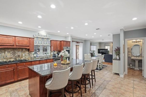 Dining room, Fireplace, Interior, Kitchen, Living room, Recessed Lighting, Stainless Steel Appliances